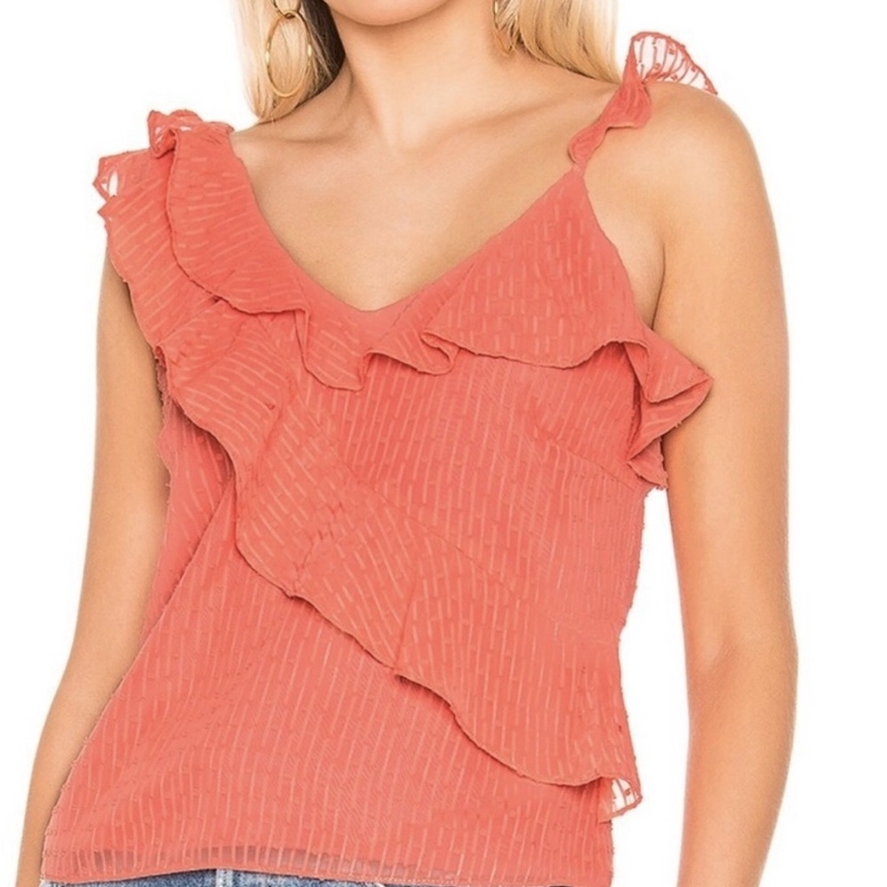Tularosa Coral Ruffle Blouse